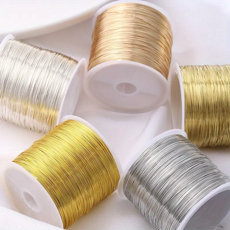 Copper Wire Roll - 1 لفات Golde Slivery اللون الأسلاك